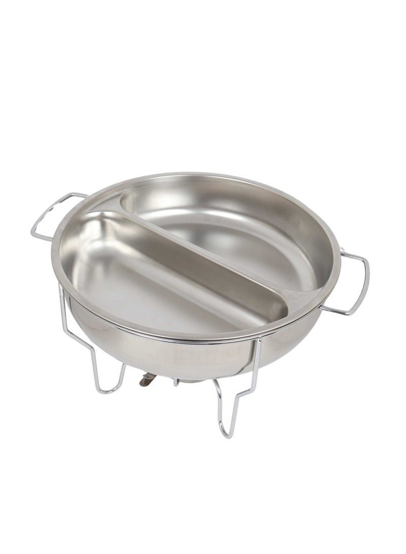 HOMEVEO Stainless steel buffet warmer with glass lid, 3.5L water bowl with inner serving divider - Image 3